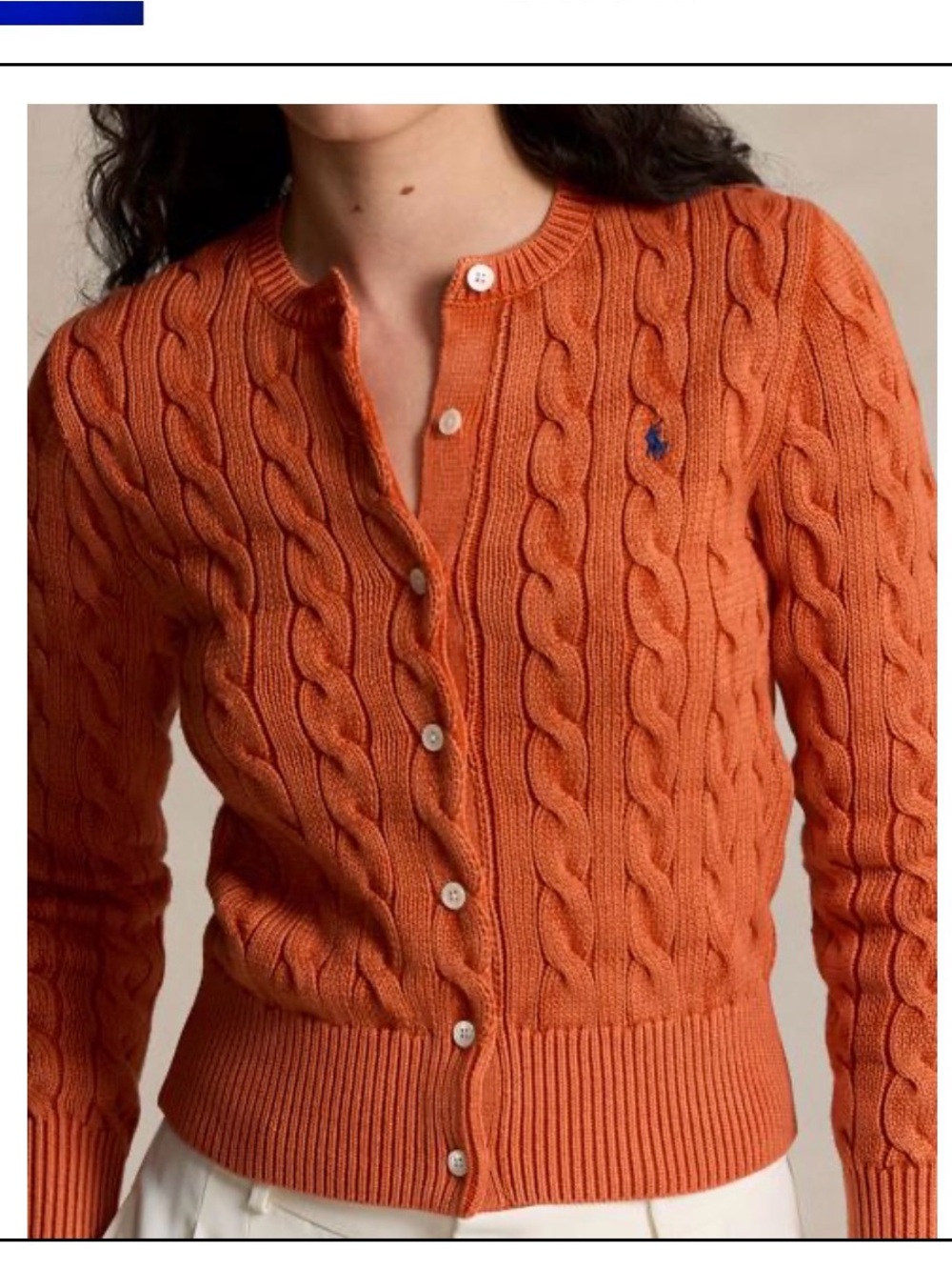 Polo by Ralph Lauren Orange Cable-Knit Button Cardigan Sweater